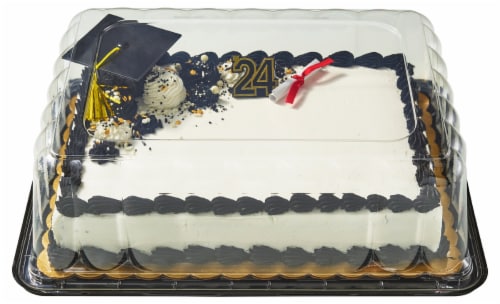 Bakery Fresh Graduation Chocolate Quarter Sheet Cake Perspective: back