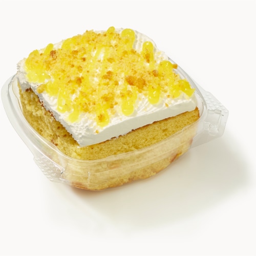 Bakery Fresh Yellow Cake with Lemon Drizzle and Vanilla Icing Square Perspective: back