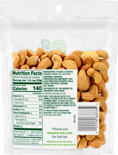 Simple Truth Organic® Salted Roasted Cashews Perspective: back