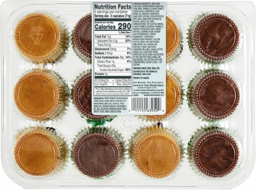 Bakery Fresh Buttercreme Iced Chocolate & White Mini Cupcakes Perspective: back