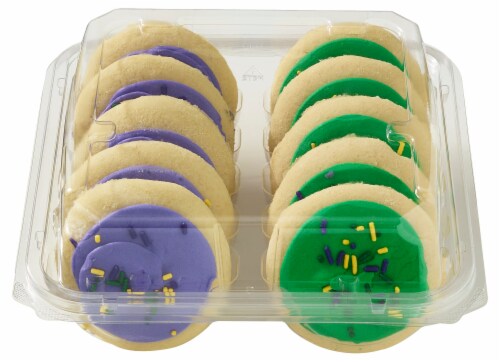 Bakery Fresh Mardi Gras Vanilla Frosted Cookies Perspective: back