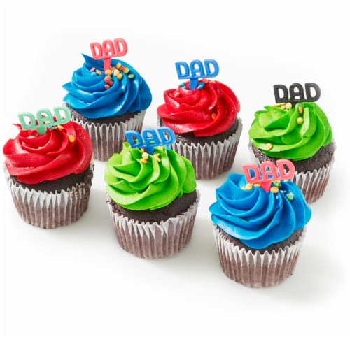 Bakery Fresh Father's Day Chocolate Cupcakes with Buttercream Icing Perspective: back