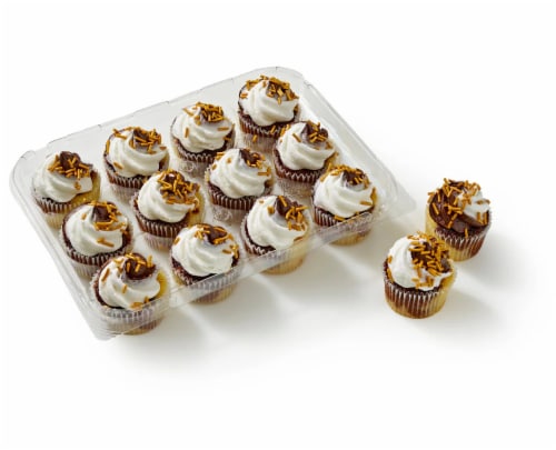Bakery Fresh Graduation Chocolate & Vanilla Marbled Mini Cupcakes Perspective: back