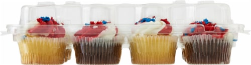 Bakery Fresh Patriotic Chocolate & White Mini Cupcakes with Buttercreme Icing Perspective: back