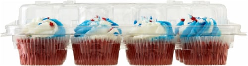 Bakery Fresh Patriotic Red Velvet Mini Cupcakes with Buttercreme Icing Perspective: back