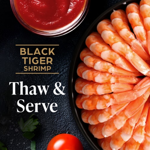 Private Selection® Cooked Jumbo Black Tiger Shrimp Peeled & Deveined Tail On with Cocktail Sauce Perspective: back