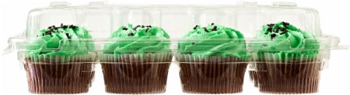Bakery Fresh Mint Chocolate Mini Cupcakes with Buttercreme Icing Perspective: back