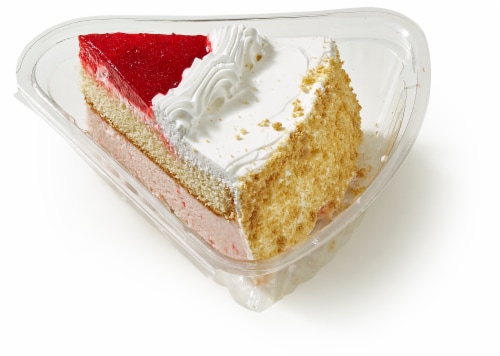 Bakery Fresh Strawberries & Cream Ice Cream Cake Slice Perspective: back