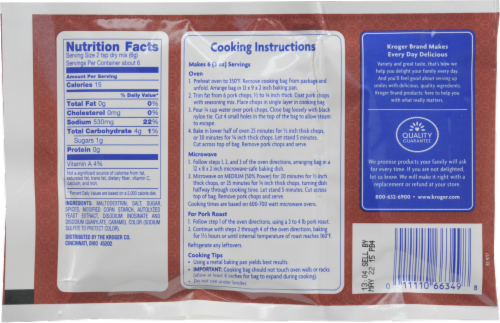 Kroger® Pork Chop Seasoning Mix & Bag Perspective: back