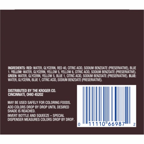 Kroger® Assorted Food Coloring Perspective: back
