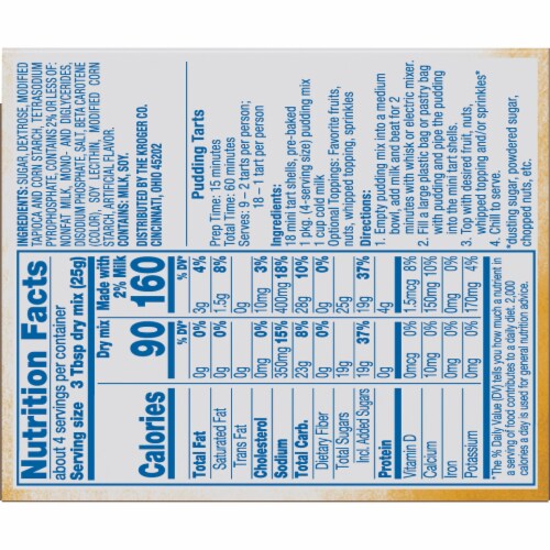 Kroger® Vanilla Instant Pudding & Pie Filling Perspective: back
