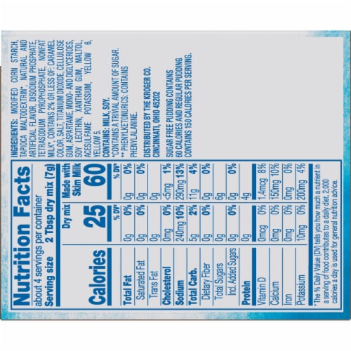 Kroger® Butterscotch Instant Sugar Free Pudding & Pie Filling Perspective: back