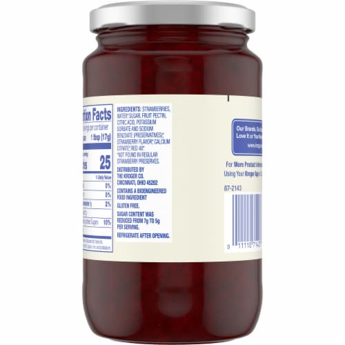 REDUCED SUGAR STRAWBERRY PRESERVES - KROGER - 15.5 OZ Perspective: back