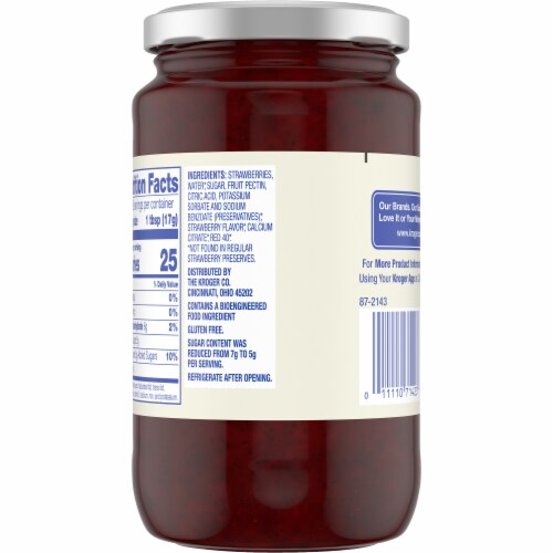 Kroger® Reduced Sugar Strawberry Preserves Perspective: back