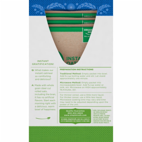 Simple Truth Organic® Original Instant Oatmeal Perspective: back