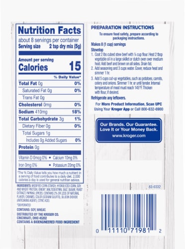 Kroger® Beef Stew Seasoning Mix Perspective: back