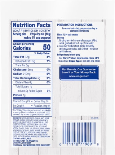 Kroger® Country Gravy Mix Perspective: back