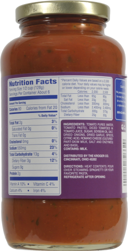 Kroger® Marinara Sauce Perspective: back