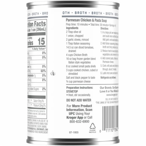 Kroger® 99% Fat Free Chicken Broth Perspective: back