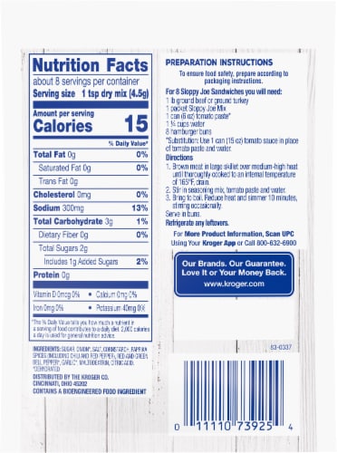 Kroger® Sloppy Joe Seasoning Mix Perspective: back