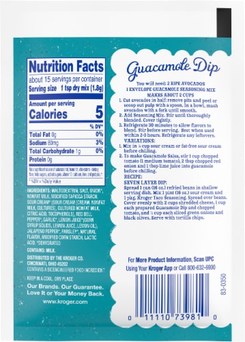 Kroger® Guacamole Seasoning Mix Perspective: back