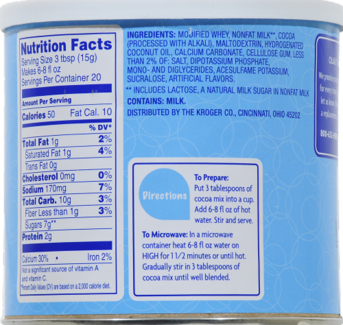 Kroger® No Sugar Added Milk Chocolate Dutch Hot Cocoa Mix Perspective: back