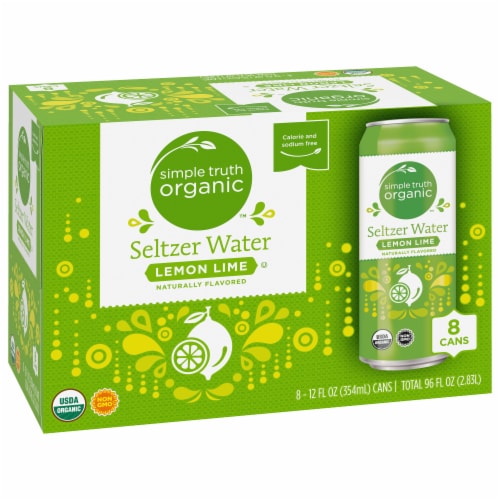 Simple Truth Organic™ Lemon Lime Flavored Seltzer Water Cans Perspective: back
