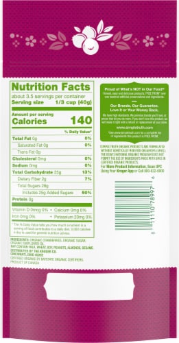 Simple Truth Organic® Premium Sweetened Dried Cranberries Perspective: back