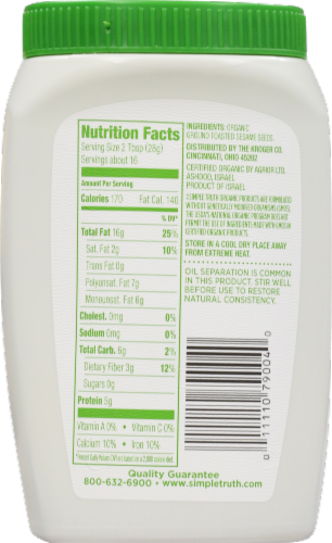 Simple Truth Organic™ Tahini Pure Ground Sesame Seed Perspective: back
