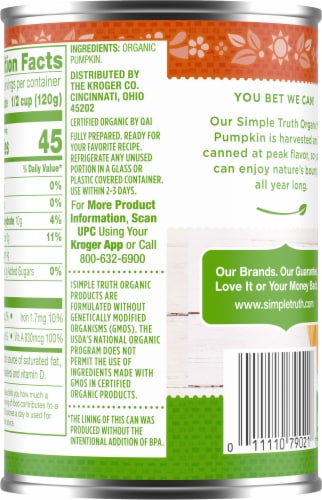 Simple Truth Organic® Solid Packed 100% Pure Pumpkin Perspective: back