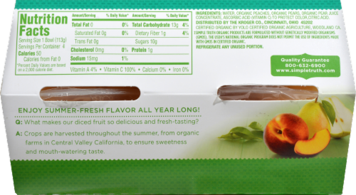 Simple Truth Organic® Diced Peaches & Pear Cups in Pear Juice Perspective: back