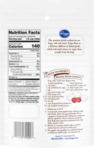 Kroger® Premium Sweetened Dried Cranberries Perspective: back