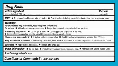 Kroger® Alcohol Swabs Perspective: back
