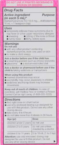 Kroger® Children's Diphenhydramine HCl Allergy Relief Cherry Flavor Liquid Perspective: back