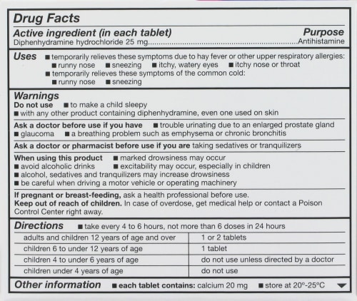 Kroger® Antihistamine Allergy Relief Tablets Perspective: back