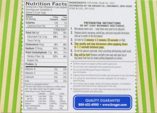 Kroger® Salted Microwave Popcorn Perspective: back