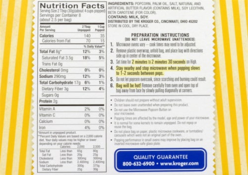 Kroger® Original Butter Microwave Popcorn Perspective: back