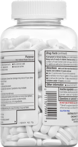 Kroger® Extra Strength Acetaminophen Pain Relief Caplets Perspective: back