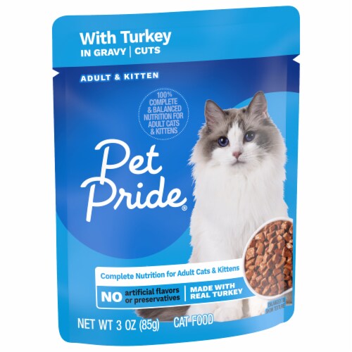 Pet Pride® All Life Stages Wet Cat Food Turkey in Gravy Cuts Perspective: back