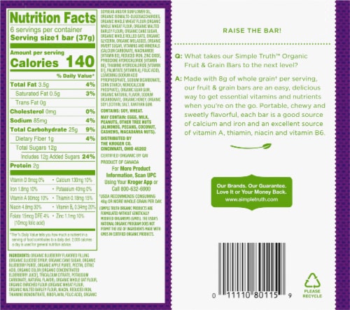 Simple Truth Organic™ Blueberry Fruit and Grain Bars Perspective: back