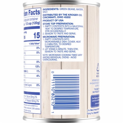 Kroger® Whole Green Beans Perspective: back
