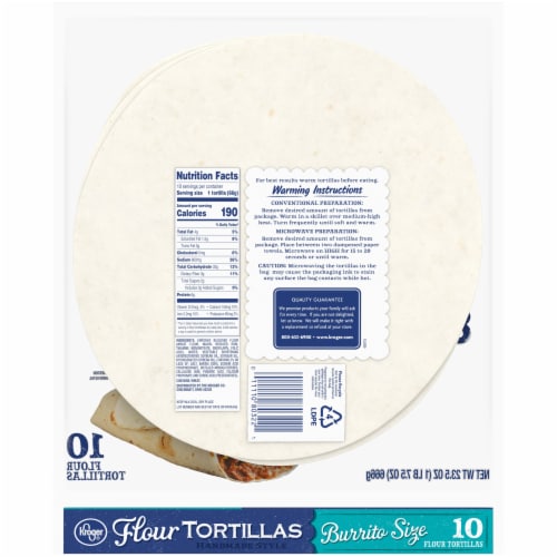 Kroger® Burrito Size Flour Tortillas Perspective: back