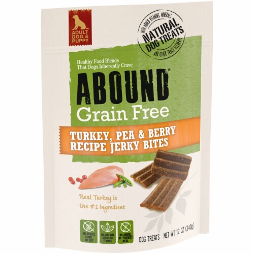 ABOUND® Grain Free Jerky Bites Dog Treats Turkey Pea & Berry Perspective: back