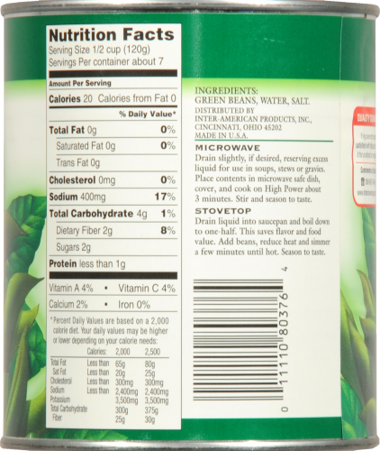 Fry's® Cut Green Beans Perspective: back