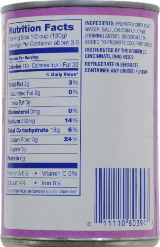 Kroger® Chick Peas Perspective: back