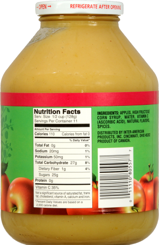 Fry's Cinnamon Applesauce Perspective: back