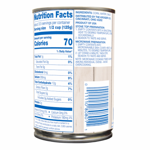 Kroger® Supersweet Whole Kernel Canned Golden Corn Perspective: back