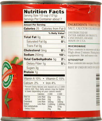 Ralphs Petite Diced Peeled Tomatoes Perspective: back