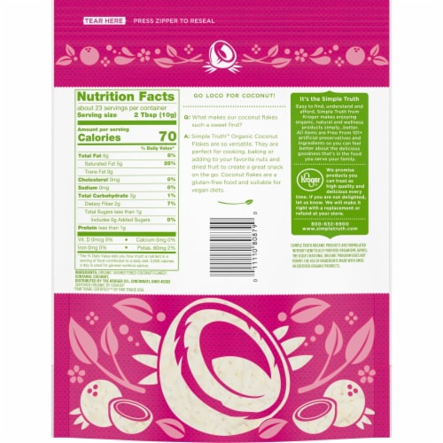 Simple Truth Organic™ Unsweetened Coconut Flakes Perspective: back