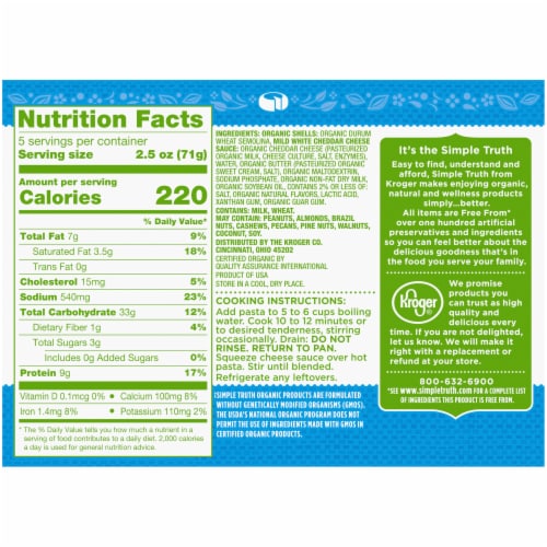 Simple Truth Organic® Deluxe White Cheddar Shells & Cheese Perspective: back